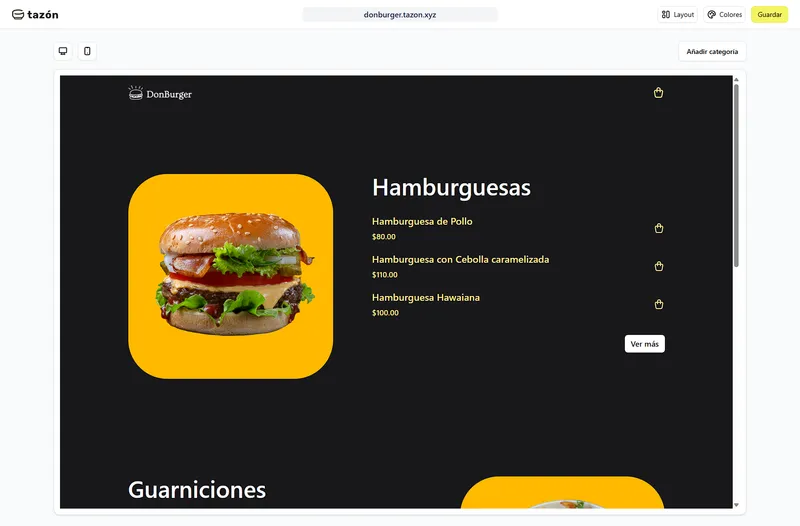 Menú personalizable